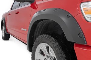 Ram 1500 Fender Flares - Rough Country - Pocket, Rugged Brown - Flat Black - '19-'23